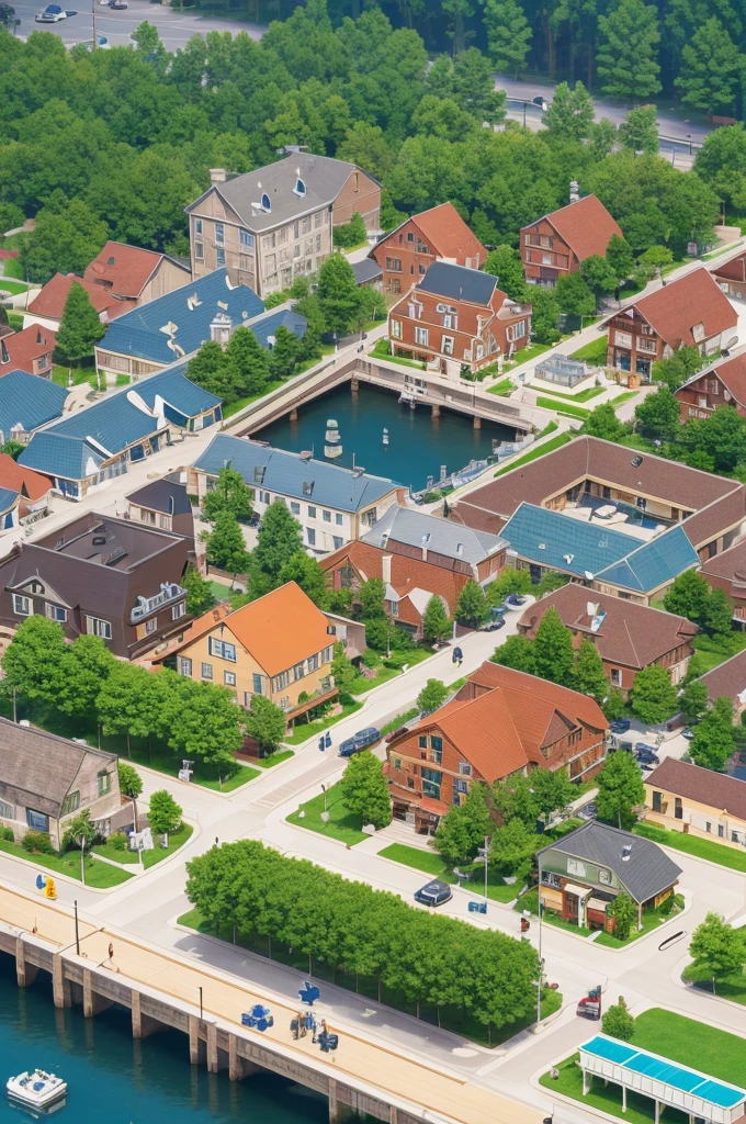 Create a Simple Town Board Game Blueprint, that contains, a park, streets, a place for commerce, a residential place, etc
