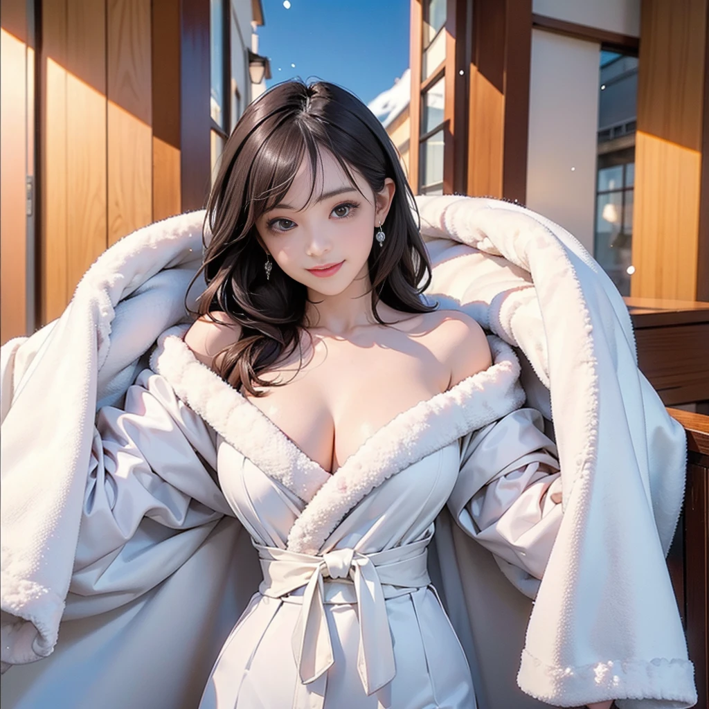 (Highest quality,8K,High resolution,masterpiece:1.3),全nakedの女性、Japanese、Cute Woman、The Alps、winter、snow、In nature、snow山を歩く、blue sky, Focus on the chest area, naked, Perfect figure, Tight waist, Relaxed smile, Straight hair in the middle, Pubic hair is visible、Natural light