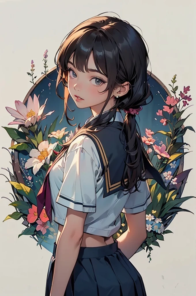 (masterpiece,super high quality),(Ultra-detailed,Perfect drawing),
Botanical Art,Flower Art,Art Deco,(Floral:1.2),Vibrant colors,colorful,
Amazing details, Anatomically correct,

alone,girl,(school uniform: 1.5),

(Shooting from below at an angle),Accurate drawing,Detail view,Sense of luxury,Open,functional,