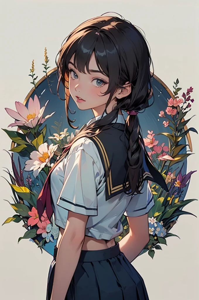 (masterpiece,super high quality),(Ultra-detailed,Perfect drawing),
Botanical Art,Flower Art,Art Deco,(Floral:1.2),Vibrant colors,colorful,
Amazing details, Anatomically correct,

alone,girl,(school uniform: 1.5),

(Shooting from below at an angle),Accurate drawing,Detail view,Sense of luxury,Open,functional,