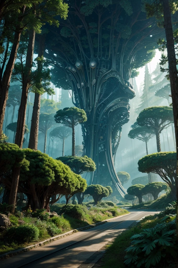 An alien world with biomechanical forests