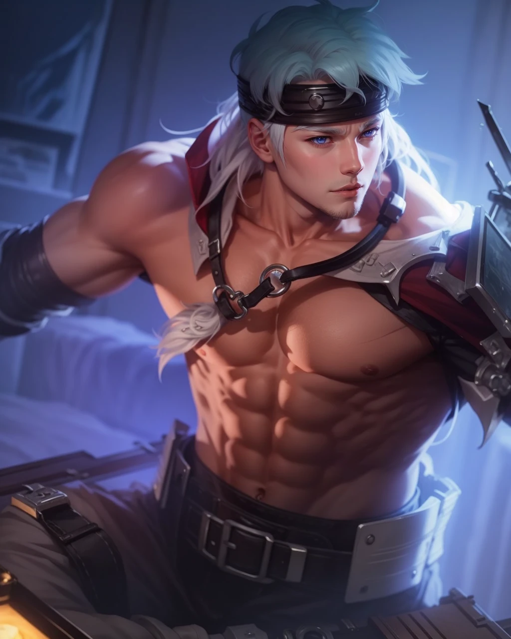 1boy, anime, white Hair