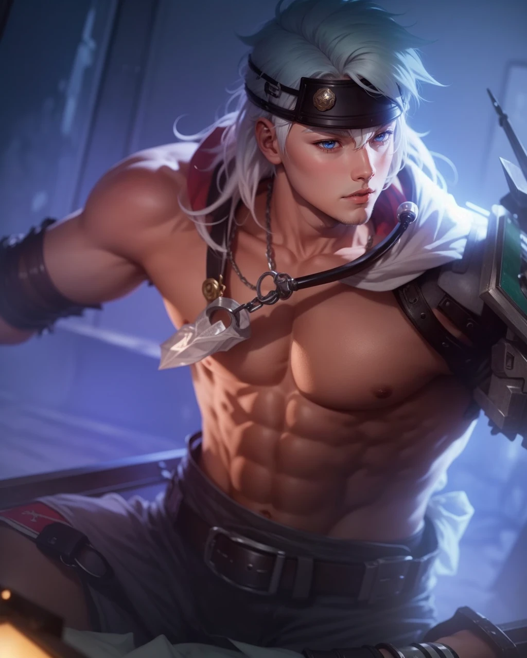 1boy, anime, white Hair
