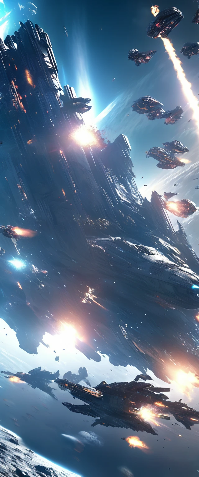 anime:1.5, a futuristic sci-fi space battle, highly detailed, epic space ships, intense combat, glowing energy weapons, powerful explosions, dramatic lighting, cinematic composition, moody color palette, realistic rendering, intricate mechanical details, sense of scale and grandeur, (best quality,4k,8k,highres,masterpiece:1.2),ultra-detailed,(realistic,photorealistic,photo-realistic:1.37)