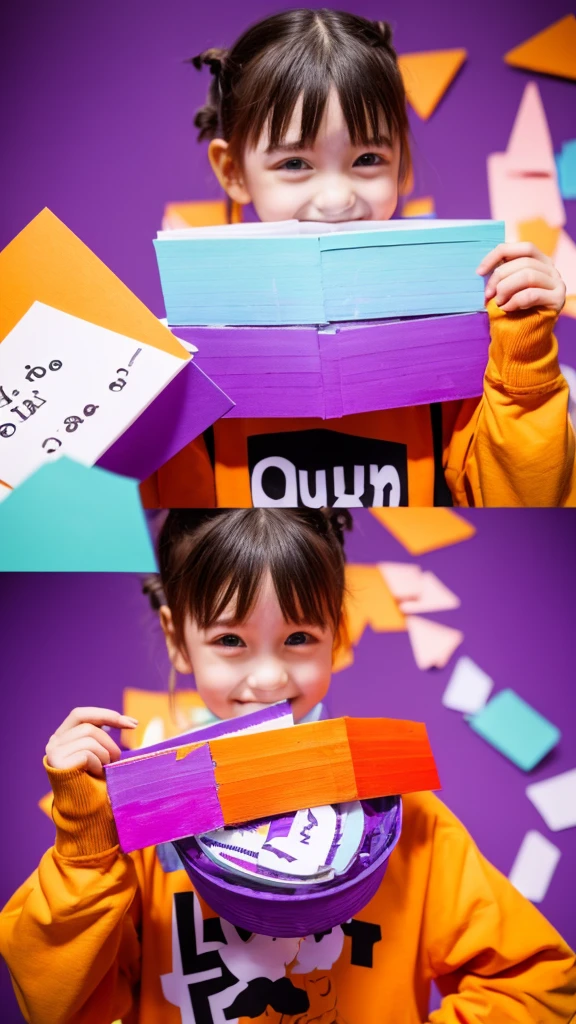 Bring creativity that encourages fun, passion and orange and purple colors and that has letters that say: Ruizter.