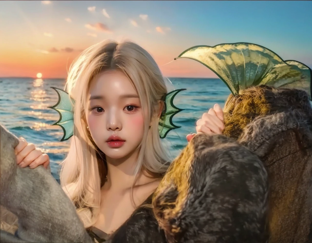 Wonyoung from IVE face, foto realista, ultra HD, 8k, big juicy lips 