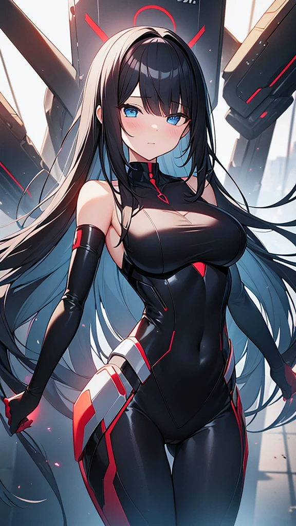 (Highly detailed CG Unity 8k wallpaper,masterpiece, Biological, whole body),(Best lighting, Best Shadow, Very delicate and beautiful),(A girl has intense vaginal sex with a man),blue eyes, Big Breasts, Black Hair,Red and black off-the-shoulder SF bodysuit,Neck Seal,High-tech sci-fi corridor, Dynamic pose, Detailed Machinery, Sleek design., {{An extraterrestrial lifeform preys on girls and takes their place、Her breasts are bigger than a real girl's、Have vaginal sex with your boyfriend}}, Unknown sensation, Feels good, Vigorous movement, more, instinct, Female fall, Bouncing chest, (((Intense vaginal sex with a man:1.5))), NSFW