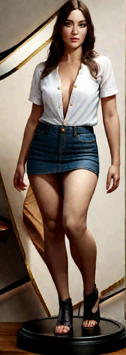 masterpiece, Highest quality, (Realistic, Photorealistic photography: 1.37), 8K, Very delicate and beautiful, wonderful, Fine details, Official Art, Ridiculous, Incredibly Ridiculous, Large file size, Super detailed, Very detailed, Beautiful and meticulous girl, 1 Girl, (Perfect female figure), whole body, Short skirt,