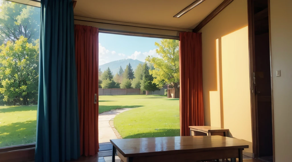 Different POV, facing the widow, looking outside, facing outside