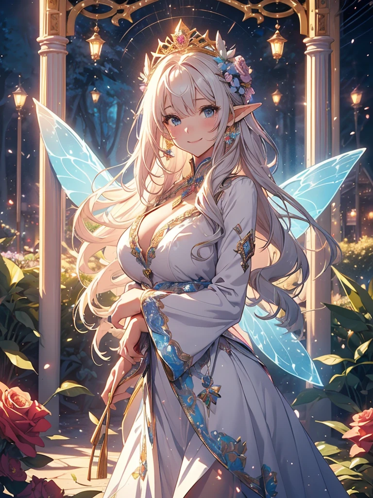 最high quality、1woman elf 、Make people appear larger on the screen、Beautiful foam、、CourtyardShining fairy wings、Flower fractal art 、see-throughbodystocking,Beautiful side shot, radiance,High-definition depiction, Realistic, 8K, Unity, beautiful Shot, light smile, Beautifully and vividly drawn, , Beautiful, beautiful, clear skin、ly,beautiful dress,Countless rays of light pouring down, Swirling Light, big background, Raise one arm above your head, Intense light is emitted from the magic circle in front of the girl. forest、Lots of leaves、green leaves、flower、Particles of light、forest garden at night、Magic garden、Fairy tale、Bigxly、
Romantim,Cowboy Shot: The most beautiful form of chaos, Mr..々colour, Intertwined flowers, Particle,magical gentle light,smile,sexly,image qualimasterpiece、Beautiful Face、Super beautiful elf woman((Big breasted 22 year olde lady、Bust 100,Beautiful long ironed hair 、bionde hair,height: 165cm。、sexly、Welcome with open arANDsbian、、high quality、、Visual art、Written boundary depth、、ANDlf ANDars、、universe、Happy smile、gentle light、ANDlf forest、Lots of roses、elegant、ticker beautiful decorative、、magic、forest、beautiful tiara、Beautiful bed、Beautiful Landscape、A kind smile、wonderful、Fluttering petals、Dance happily、、Cultivate fantasy、、Mystery light Lots of flowers、、art、forest, palace, art,mystery,Ultra-high resolution,atmosphere A colorful and dreamy anime-style illustration of a young girl with beautiful hair, amidst a vibrant, mechanical landscape. She is wearing a casual surrounded by a kaleidoscope of colors and glowing lights. The background is filled with whimsical details and a magical atmosphere. --ar 3:4 --style raw --stylize 600 --niji 6、throne 、flower .ロスロリアン