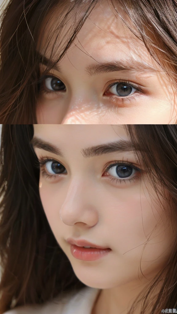 (((32k,high details,high detail、masterpiece,attention to detail,alone))),Raw photo & realistic atmosphere,beautiful dark blue eyes,detailed mouth,glossy lips,thin eyebrows,fine eyes、Soft white skin that shines in every detail、Her deep black eyes are very beautiful,lip details、very beautiful face,very well-shaped face、lifelike face,shining beautiful lips,beautiful eyebrows,infinite reality, Realistic young gravure idol,she'she'she'she'she'she'very cute woman , young gravure idol, young gravure idol, Very beautiful and cute 22 years old beautiful girl,incredibly beautiful and classy,22 years old beautiful girl,natural soft light,(shiny hair,,Beautiful and kind eyes:1.5),gentle smile,well-shaped chest,medium long hair,tie hair,beautiful posture,no makeup,think ahead,whole body,Ocean,Near the Ocean,