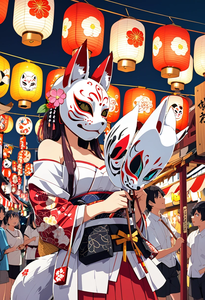 Japan Kawagoe Summer festival Bon dance scaffold Cool down Japan風 Lantern Fox Mask