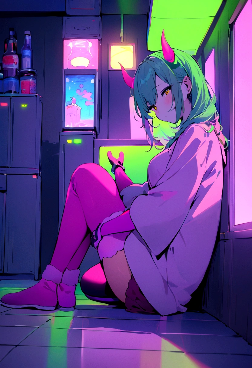 (masterpiece:1.1), (best quality:1.1), (Vibrant colors:1.1), rest, (indoors:1.0), (neon:1.0), rest, (Solitary:1.2), (1 Girl:1.0), (sit:1.0), (stocking:1.0), (wing:1.0), (Devil&#39;s Horns:1.0),