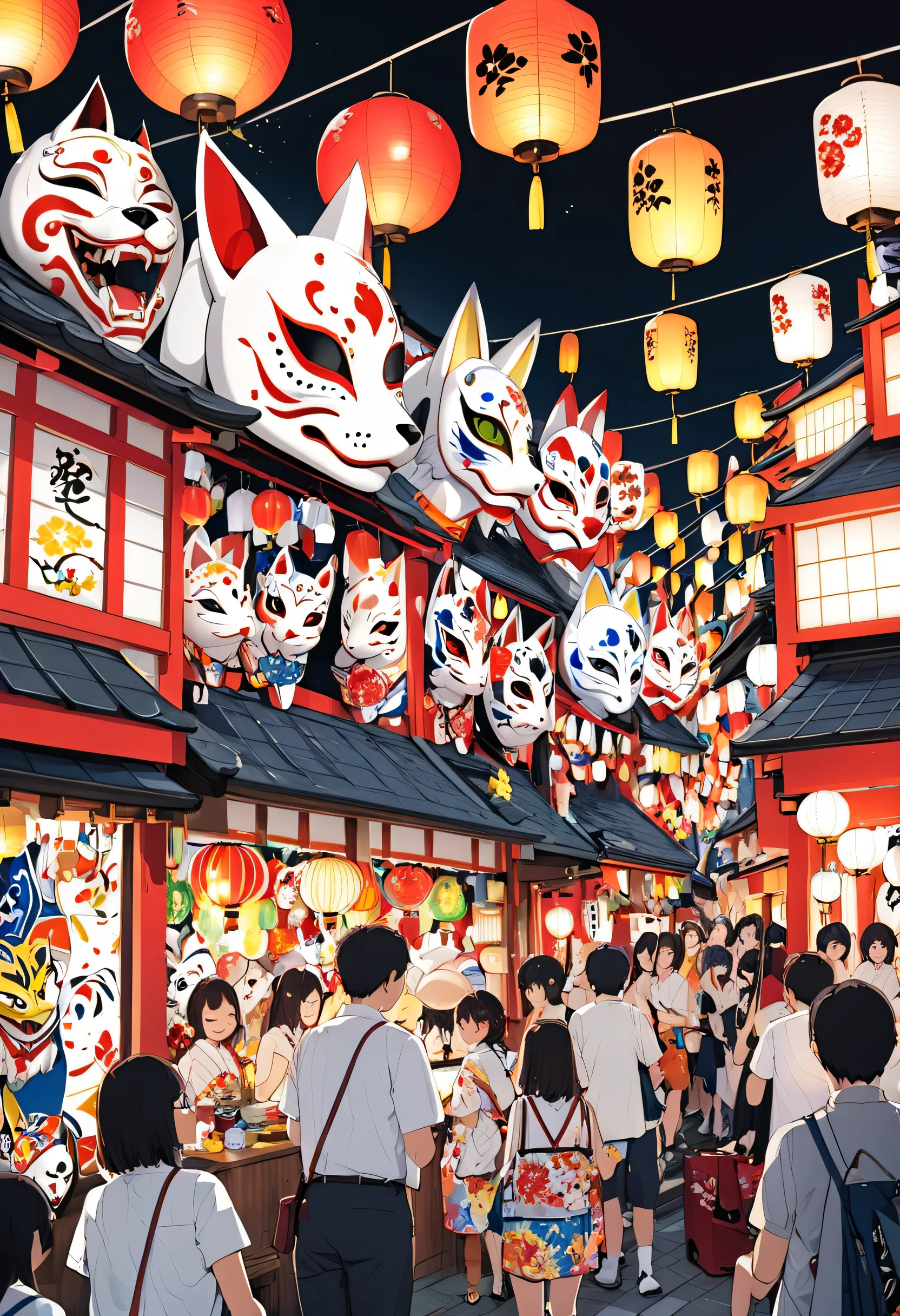 Japan Kawagoe Summer festival Bon dance scaffold Cool down Japan風 Lantern Fox Mask