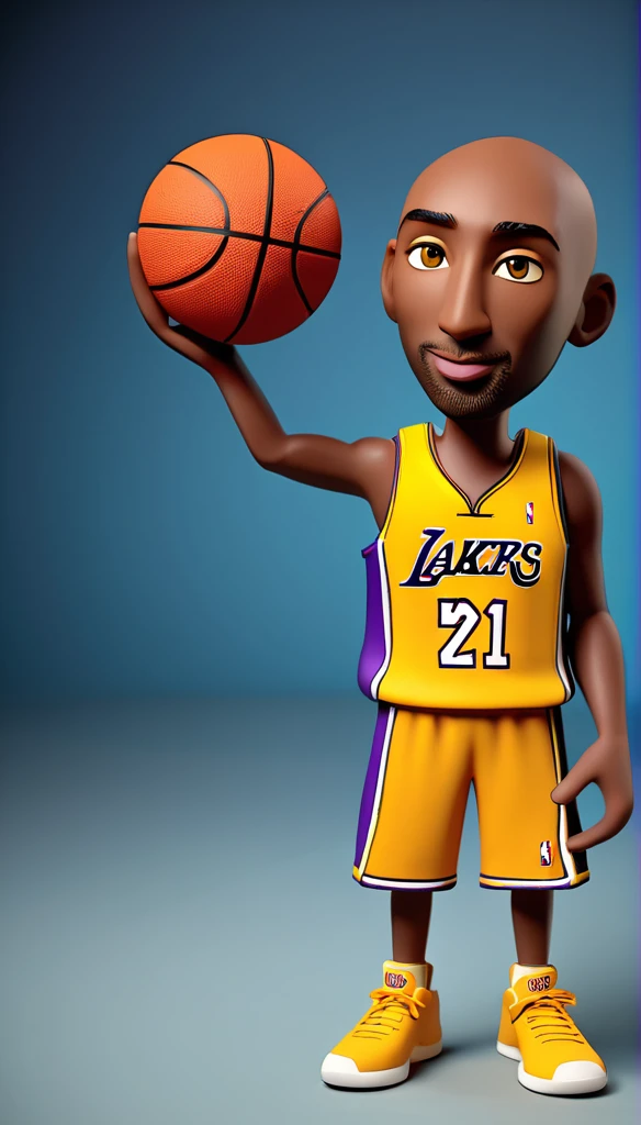 in style of Alexander Milne Calder，Clay animation style,Basketball star Kobe,stop-motion animation,3D cartoon characters