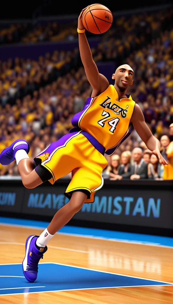 in style of Alexander Milne Calder，Clay animation style,Basketball star Kobe,stop-motion animation,3D cartoon characters