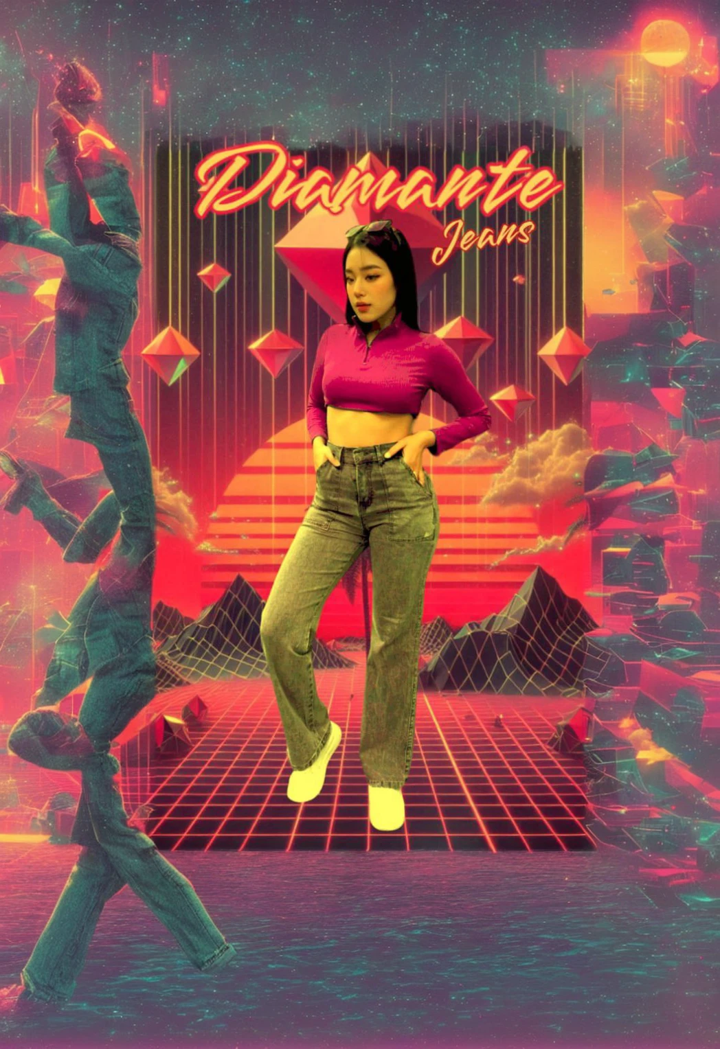 Synthwave con diamantes y jeans