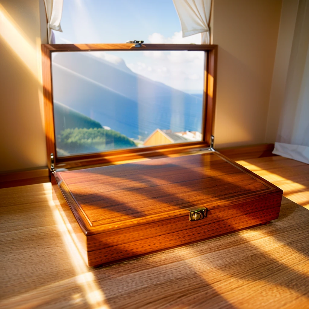 In this cozy room,A ray of sunlight shone on the table through the half-drawn curtains,Let the wood grain on the watch storage case shine with a faint sheen。There is a calm and serene atmosphere in the surrounding air。Several still lifes hang on the walls of the room,It adds a touch of elegance to the space。And on the other side of the room,A half-open window lets the breeze blow in,The pages on the small desk by the window flipped in the wind,This quiet scene gives a sense of tranquility and comfort。