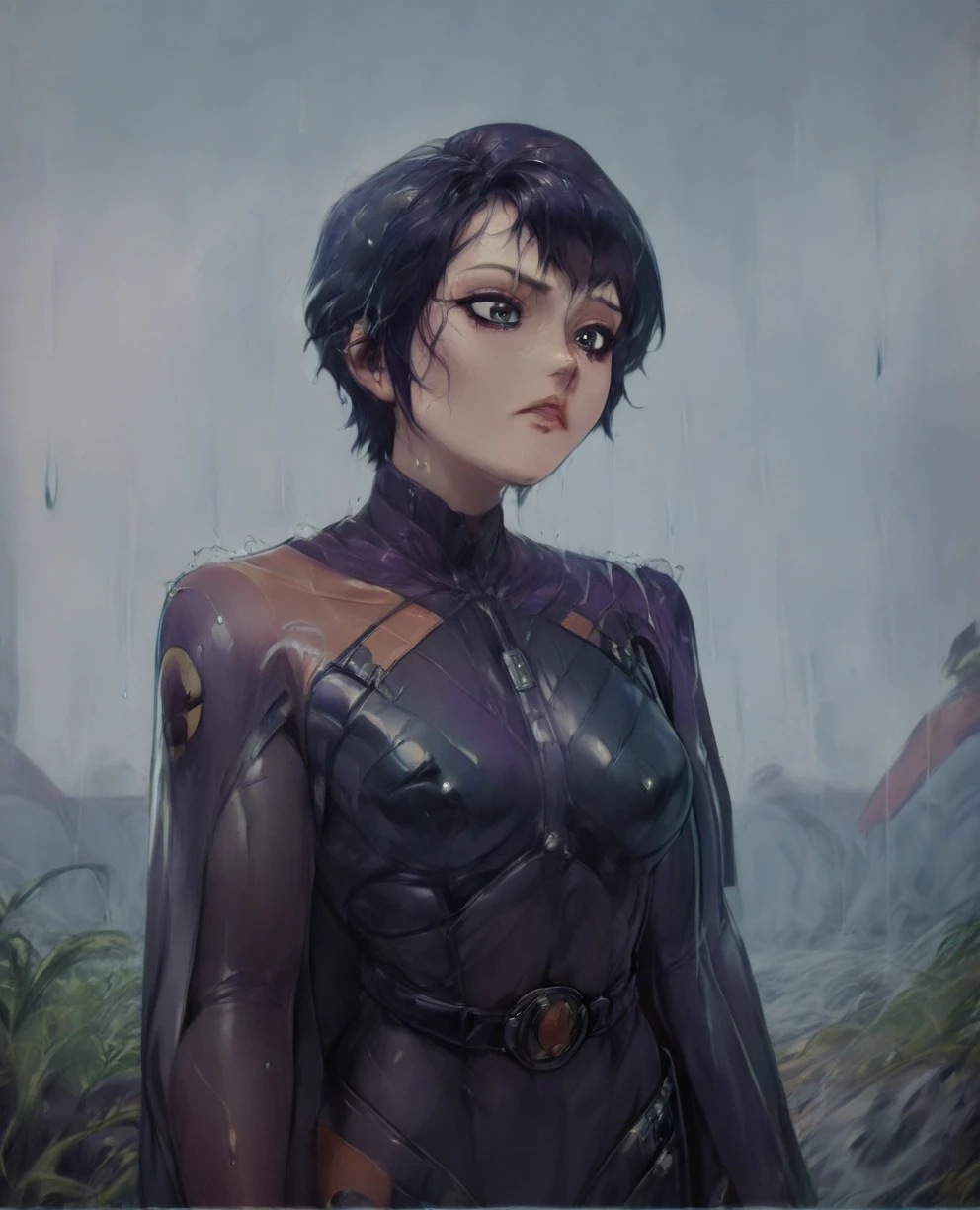 score_9,score_8_up,score_7_up,score_6_up, Trilla,green eyes,black hair, upper body, wet, armor,gloves,black bodysuit,black cape,belt,rain, science fiction,sith base, star wars, outdoors, rain, solo,fflixbag
wearing armor
sabine wren
