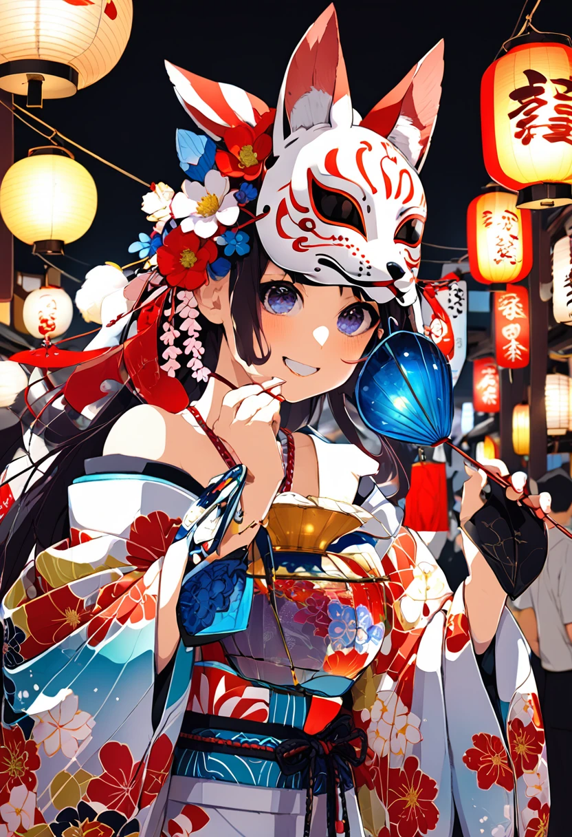 Japan Kawagoe Summer festival Bon dance scaffold Cool down Japan風 Lantern Fox Mask