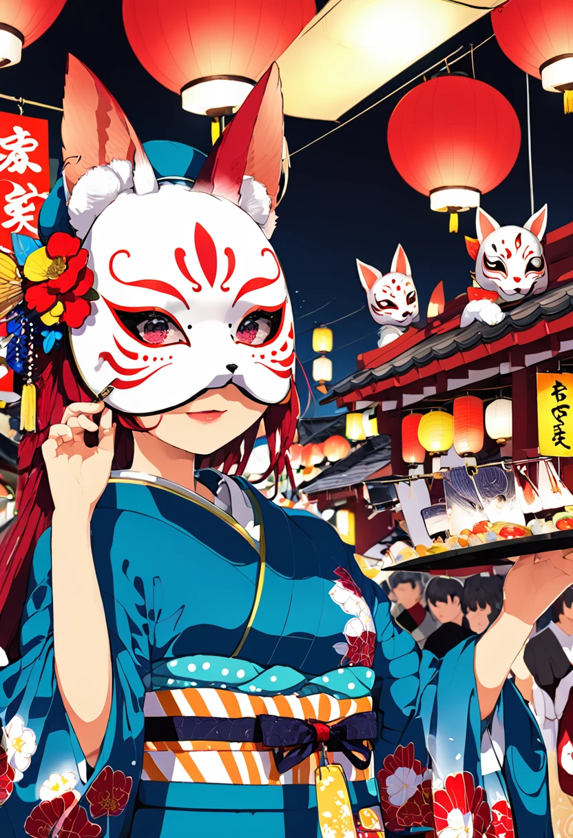 Japan Kawagoe Summer festival Bon dance scaffold Cool down Japan風 Lantern Fox Mask