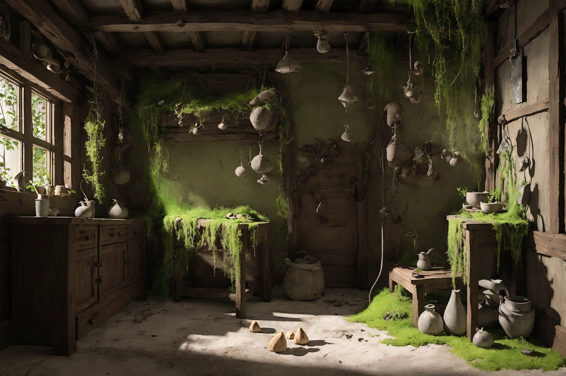 masterpiece, best quality, (Extremely detailed CG unity 8k wallpaper), (best quality), (Best Illustration Award), (The best shadow), Mossy mushroom house,firefly,Lights surround the room,petal, Isometric 3D, Octane Rendering,Ray Tracing,Extremely detailed,