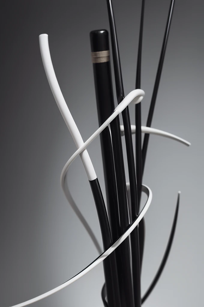 A black cane, with white curve and intended detail.