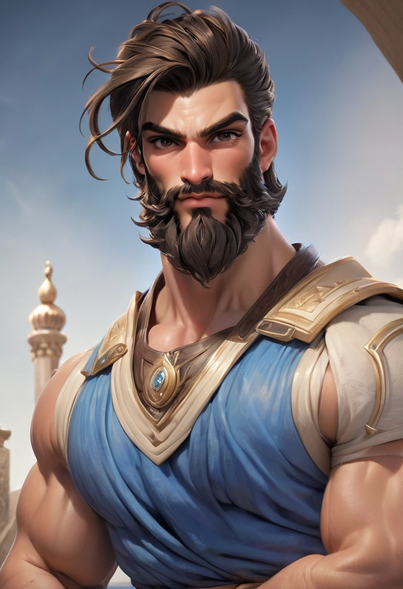 high-quality, breathtaking),(expressive eyes, perfect face) Symmetrical Eyes, 1 Homem Adulto de idade 46 anos, strong male indigenous warrior he has an exaggerated long hair gray color eyes purple color, ele tem pinturas tribais no peito e no rosto, he has armor on his tibia, he has armor on his forearm, He wears tight-fitting pants made of green fabric, he has a long indigenous fabric thong, He's gesturing with his hands , he uses a magic bow and arrow of light