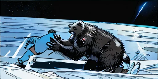 Girl attacking bear cososos, Bear attacks woman with a kick in the face , Female astronaut gets attacked in the face by polar bear , A frontal image of the moment of a polar bear attack on Expectador . The polar bear attacks the spectator with his binges, the bear is furious . Animal rage rage