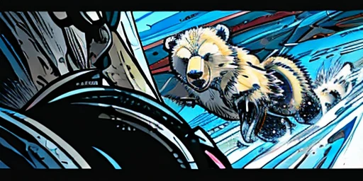 Girl attacking bear cososos, Bear attacks woman with a kick in the face , Female astronaut gets attacked in the face by polar bear , A frontal image of the moment of a polar bear attack on Expectador . The polar bear attacks the spectator with his binges, the bear is furious . Animal rage rage