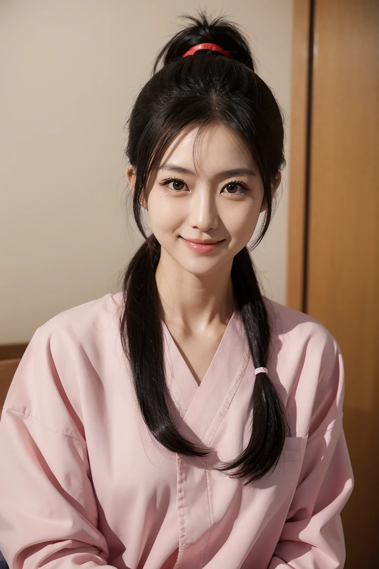 Hospital nurse Black haired Japanese woman Hair tied back in a ponytail smile Highest quality、8K UHD+、Leica digital SLR camera、live-action