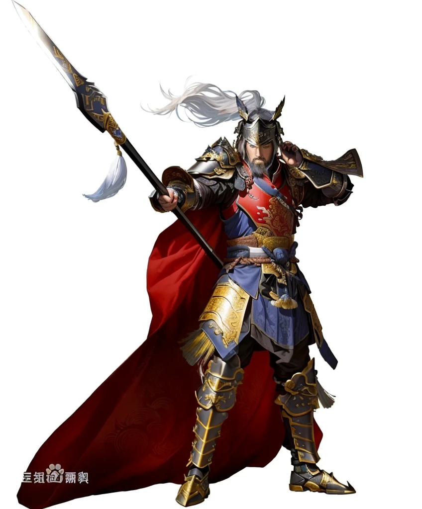 Wearing armor、Close-up of a man holding a sword, guan yu, zhao yun, Inspired by Huang Shen, Dynasty Warriors, Masamune, Masamune shiro, Inspired by Hu Zaobin, chinese warrior, Inspired by Li Kan, bian lian, Since the Warring States Period, author:Travel in Kana, Epic Warrior