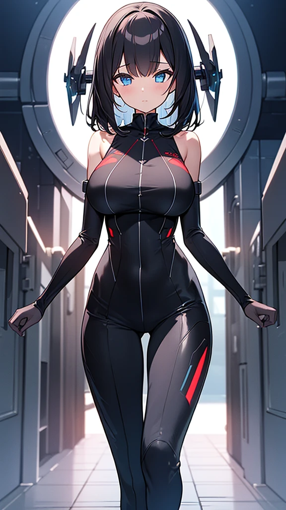 (Highly detailed CG Unity 8k wallpaper,masterpiece, Biological, whole body),(Best lighting, Best Shadow, Very delicate and beautiful),(One girl),blue eyes, Big Breasts, Black Hair,Red and black off-the-shoulder SF bodysuit,Neck Seal,High-tech sci-fi corridor, Dynamic pose, Detailed Machinery, Sleek design., {{An extraterrestrial lifeform preys on girls and takes their place、Her breasts are bigger than a real girl&#39;s}}, Unknown sensation, Feels good, Vigorous movement, more, instinct, Female fall, Bouncing chest, loose, loose, human bone, foot, Girl&#39;s human bone, NSFW