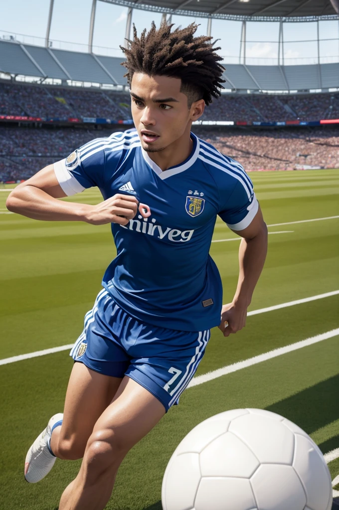 A futbol player playing in the stadium