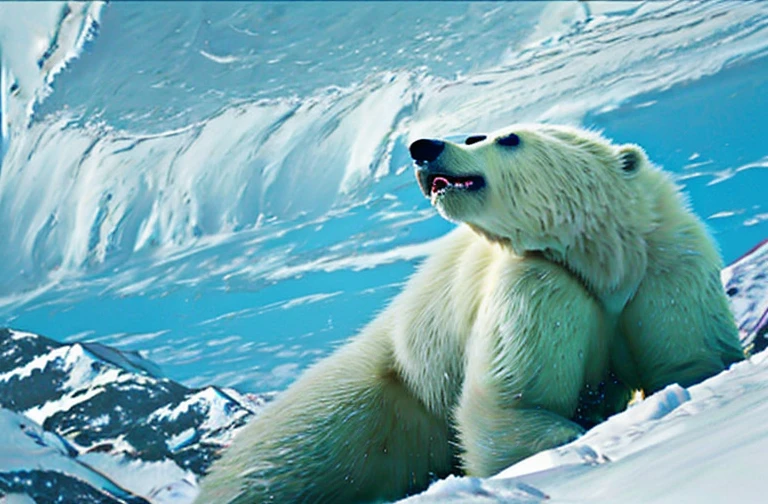 Girl attacking bear cososos, Bear attacks woman with a kick in the face , Female astronaut gets attacked in the face by polar bear , A frontal image of the moment of a polar bear attack on Expectador . The polar bear attacks the spectator with his binges, the bear is furious . Animal rage rage 