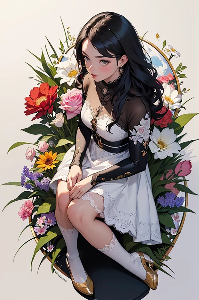 (masterpiece,super high quality),(Ultra-detailed,Perfect drawing),
Botanical Art,Flower Art,Art Deco,(Floral:1.2),Vibrant colors,colorful,
Amazing details, Anatomically correct,
alone,girl,(White: 1.5),
(Photographed from diagonally above),Accurate drawing,Detail view,Sense of luxury,Open,functional,