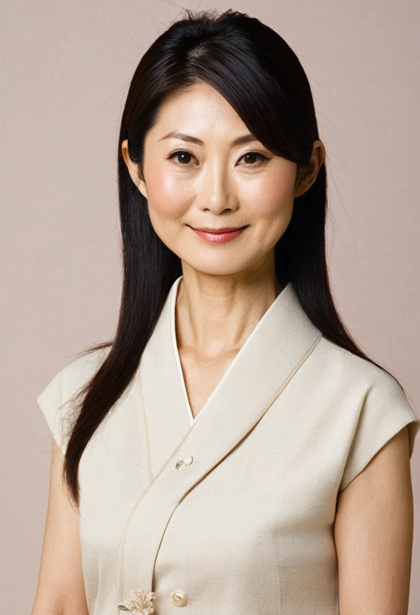 Create a 40-year-old Japanese woman, Raise a  