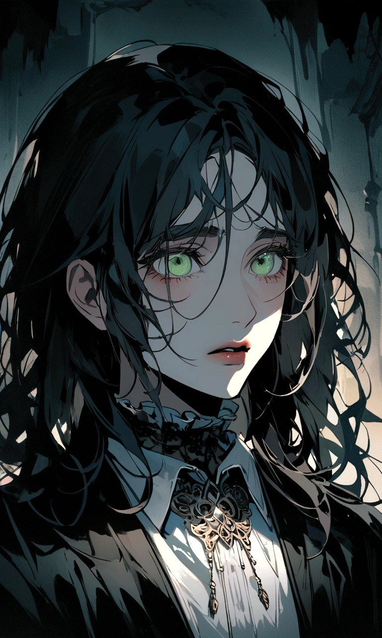 Portrait of the exorcist, desolate house, fright