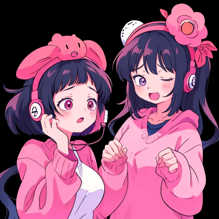 an anime girl with an expression of exhaustion and tiredness, in the 80s style using a telemarketing headset