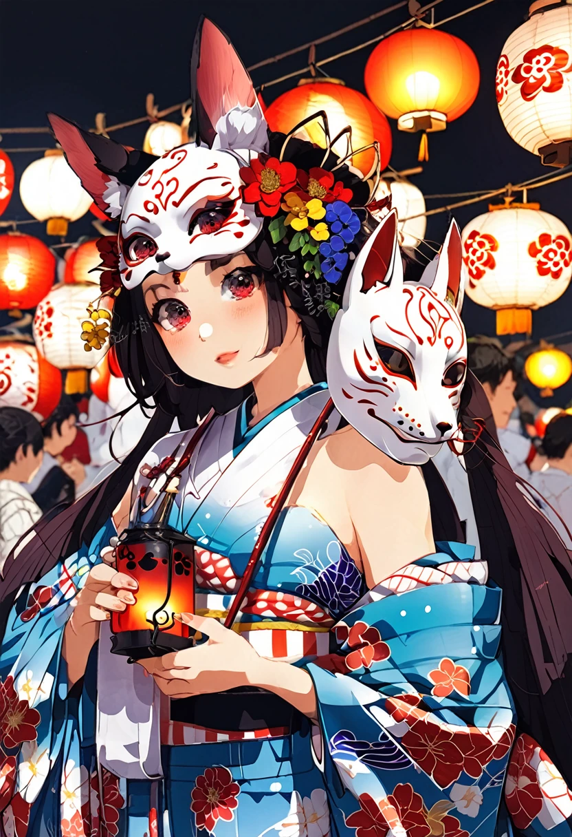 Japan Kawagoe Summer festival Bon dance scaffold Cool down Japan風 Lantern Fox Mask