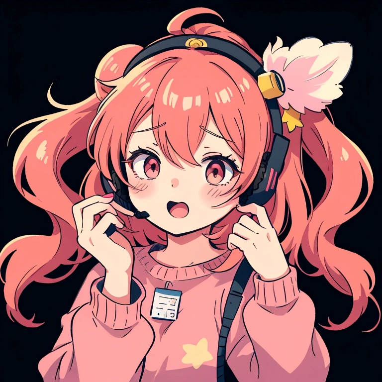 an anime girl with an expression of exhaustion and tiredness, in the 80s style using a telemarketing headset