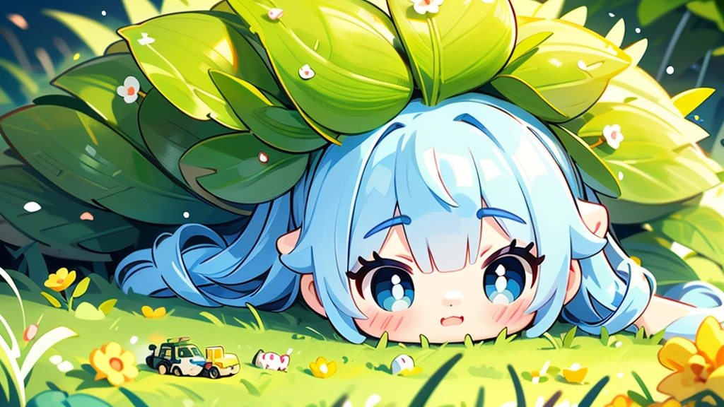 Girl doll、bank、river、bridge、Enjoying airsoft、uniform、Crawling through the grass,octane render、(Hyper-detailing: 1.15)、cinematic lightening、super fine eyes、Full Paint、Anatomically correct、Blur、Depth of written boundary