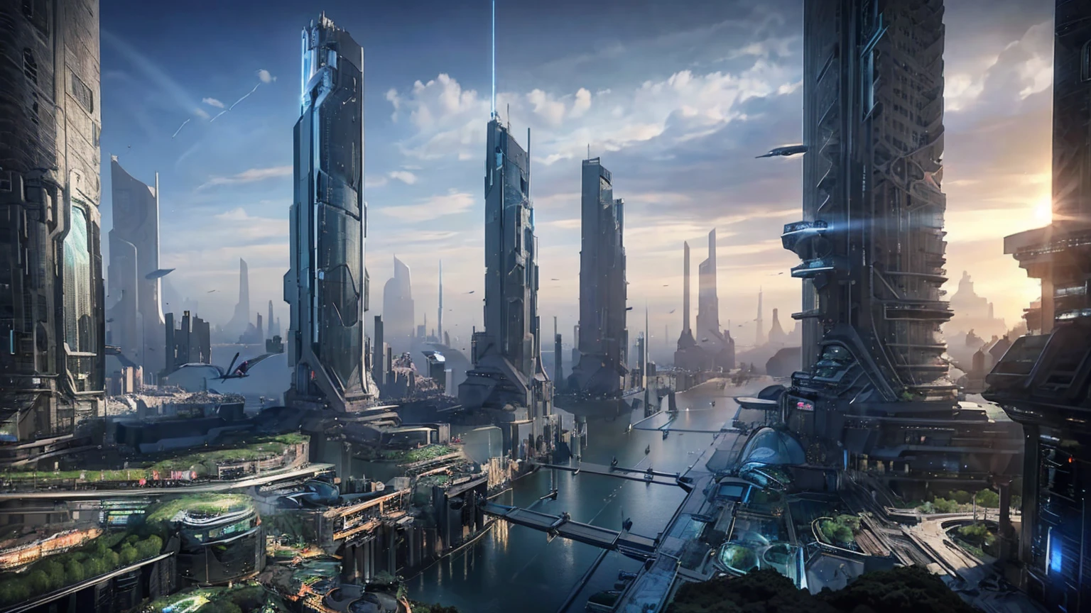 (Best quality,4K,8K,A high resolution,Masterpiece:1.2),Ultra-detailed,(Realistic,Photorealistic,photo-realistic:1.37),Futuristic floating city,Futuristic technology,Huge urban high-tech tablet platform,Airship,Floating in the sky,Futuristic city,Small airships around,High-tech hemispherical platform,Colorful lights,Advanced architecture,modernn architecture,skyscrapper,Access the cloud,Scenic beauty,view over city,Impressive design,Blend seamlessly with nature,energetic and vibrant atmosphere,Futuristic transportation system,Parking is suspended,Transparent path,Lush greenery,Sky gardens,cascading waterfalls,Magnificent skyline,reflections on the water,Sparkling river,Architectural innovation,futuristic skyscrapers,Transparent dome,The shape of the building is unusual,Elevated walkway,Impressive skyline,Glowing lights,Futuristic technology,Minimalist design,Scenic spots,Panoramic view,Cloud Piercing Tower,Vibrant colors,epic sunrise,epic sunset,Dazzling light display,magical ambiance,The future city,Urban Utopia,LuxuryLifestyle,Innovative energy,sustainable development,Smart city technology,Advanced infrastructure,Tranquil atmosphere,Nature and technology live in harmony,Awesome cityscape,Unprecedented urban planning,Architecture connects seamlessly with nature,High-tech metropolis,A cutting-edge engineering marvel,The future of urban living,Visionary architectural concept,Energy-efficient buildings,Harmony with the environment,A city floating above the clouds,Utopian dreams become reality,The possibilities are endless,State-of-the-art transportation network,Green energy integration,Innovative materials,Impressive holographic display,Advanced communication system,Breathtaking aerial view,Quiet and peaceful environment,Modernist aesthetics,Ethereal beauty