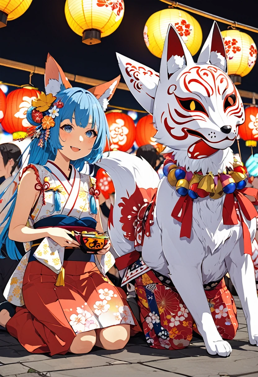 Japan Kawagoe Summer festival Bon dance scaffold Cool down Japan風 Lantern Fox Mask