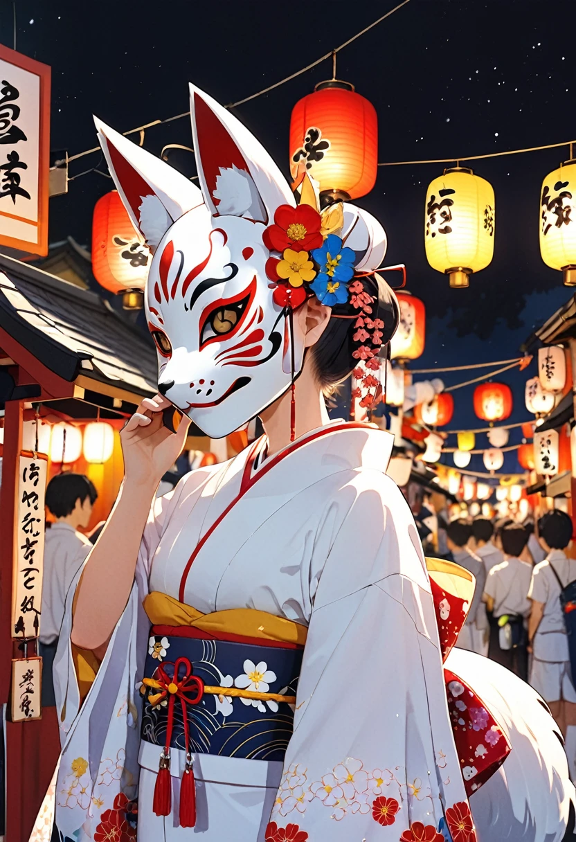 Japan　Kawagoe　Summer festival　Bon dance　scaffold　Cool down　Japan風　Lantern　Fox Mask