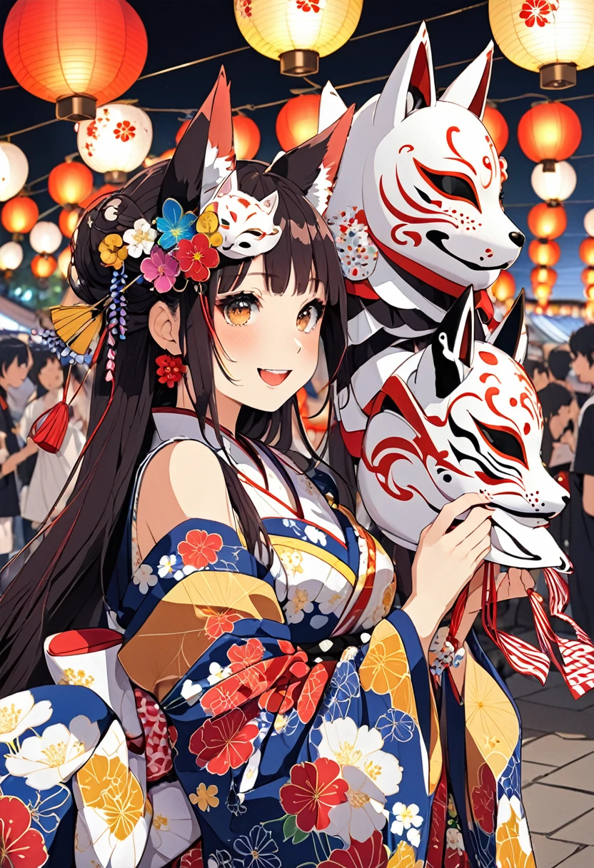 Japan Kawagoe Summer festival Bon dance scaffold Cool down Japan風 Lantern Fox Mask