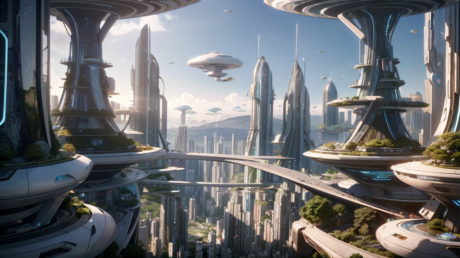 (Best quality,4K,8K,A high resolution,Masterpiece:1.2),Ultra-detailed,(Realistic,Photorealistic,photo-realistic:1.37),Futuristic floating city,Futuristic technology,Huge urban high-tech tablet platform,Airship,Floating in the sky,Futuristic city,Small airships around,High-tech hemispherical platform,Colorful lights,Advanced architecture,modernn architecture,skyscrapper,Access the cloud,Scenic beauty,view over city,Impressive design,Blend seamlessly with nature,energetic and vibrant atmosphere,Futuristic transportation system,Parking is suspended,Transparent path,Lush greenery,Sky gardens,cascading waterfalls,Magnificent skyline,reflections on the water,Sparkling river,Architectural innovation,futuristic skyscrapers,Transparent dome,The shape of the building is unusual,Elevated walkway,Impressive skyline,Glowing lights,Futuristic technology,Minimalist design,Scenic spots,Panoramic view,Cloud Piercing Tower,Vibrant colors,epic sunrise,epic sunset,Dazzling light display,magical ambiance,The future city,Urban Utopia,LuxuryLifestyle,Innovative energy,sustainable development,Smart city technology,Advanced infrastructure,Tranquil atmosphere,Nature and technology live in harmony,Awesome cityscape,Unprecedented urban planning,Architecture connects seamlessly with nature,High-tech metropolis,A cutting-edge engineering marvel,The future of urban living,Visionary architectural concept,Energy-efficient buildings,Harmony with the environment,A city floating above the clouds,Utopian dreams become reality,The possibilities are endless,State-of-the-art transportation network,Green energy integration,Innovative materials,Impressive holographic display,Advanced communication system,Breathtaking aerial view,Quiet and peaceful environment,Modernist aesthetics,Ethereal beauty