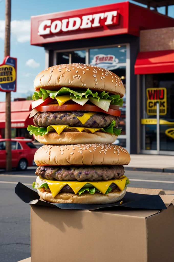 Fast food advertising hamburgers with the reference name Pa Q Carlos
