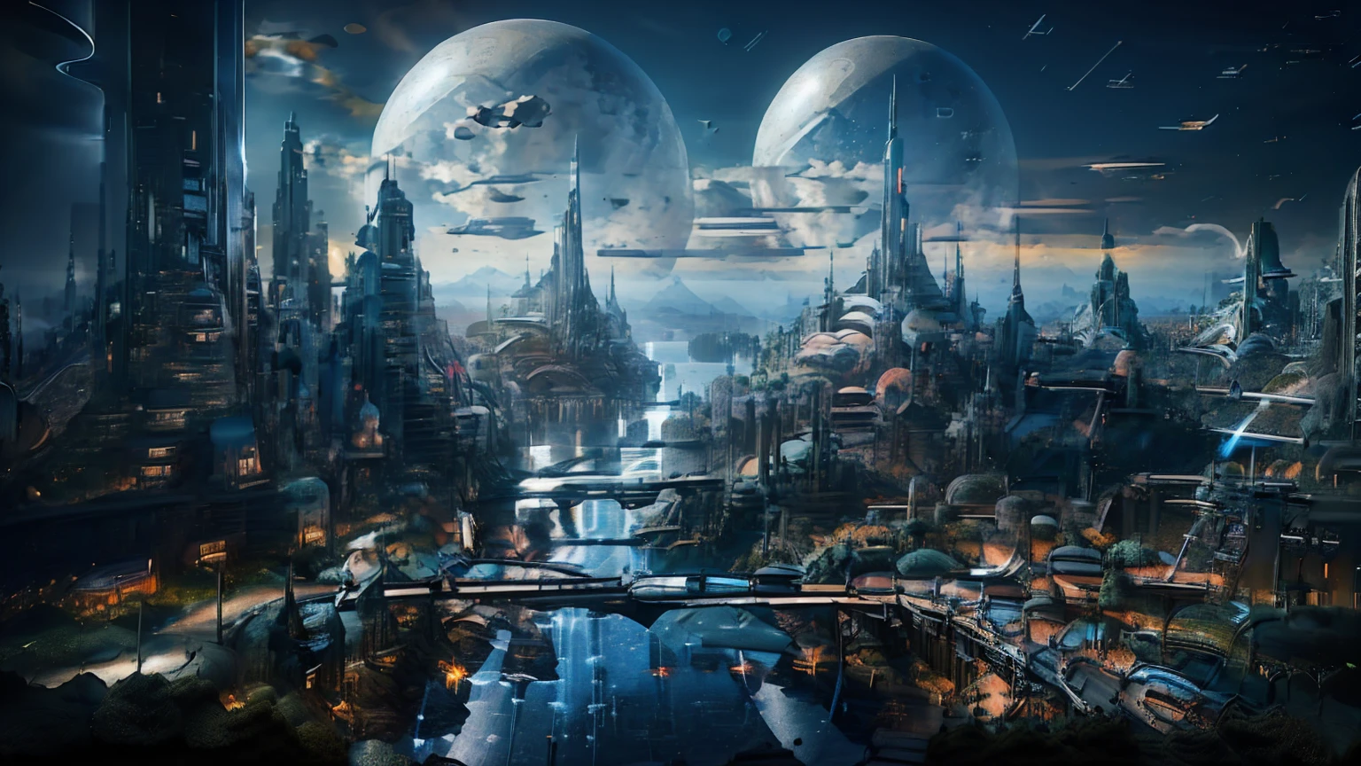 (Best quality,4K,8K,A high resolution,Masterpiece:1.2),Ultra-detailed,(Realistic,Photorealistic,photo-realistic:1.37),Futuristic floating city,Futuristic technology,Huge urban high-tech tablet platform,Airship,Floating in the sky,Futuristic city,Small airships around,High-tech hemispherical platform,Colorful lights,Advanced architecture,modernn architecture,skyscrapper,Access the cloud,Scenic beauty,view over city,Impressive design,Blend seamlessly with nature,energetic and vibrant atmosphere,Futuristic transportation system,Parking is suspended,Transparent path,Lush greenery,Sky gardens,cascading waterfalls,Magnificent skyline,reflections on the water,Sparkling river,Architectural innovation,futuristic skyscrapers,Transparent dome,The shape of the building is unusual,Elevated walkway,Impressive skyline,Glowing lights,Futuristic technology,Minimalist design,Scenic spots,Panoramic view,Cloud Piercing Tower,Vibrant colors,epic sunrise,epic sunset,Dazzling light display,magical ambiance,The future city,Urban Utopia,LuxuryLifestyle,Innovative energy,sustainable development,Smart city technology,Advanced infrastructure,Tranquil atmosphere,Nature and technology live in harmony,Awesome cityscape,Unprecedented urban planning,Architecture connects seamlessly with nature,High-tech metropolis,A cutting-edge engineering marvel,The future of urban living,Visionary architectural concept,Energy-efficient buildings,Harmony with the environment,A city floating above the clouds,Utopian dreams become reality,The possibilities are endless,State-of-the-art transportation network,Green energy integration,Innovative materials,Impressive holographic display,Advanced communication system,Breathtaking aerial view,Quiet and peaceful environment,Modernist aesthetics,Ethereal beauty