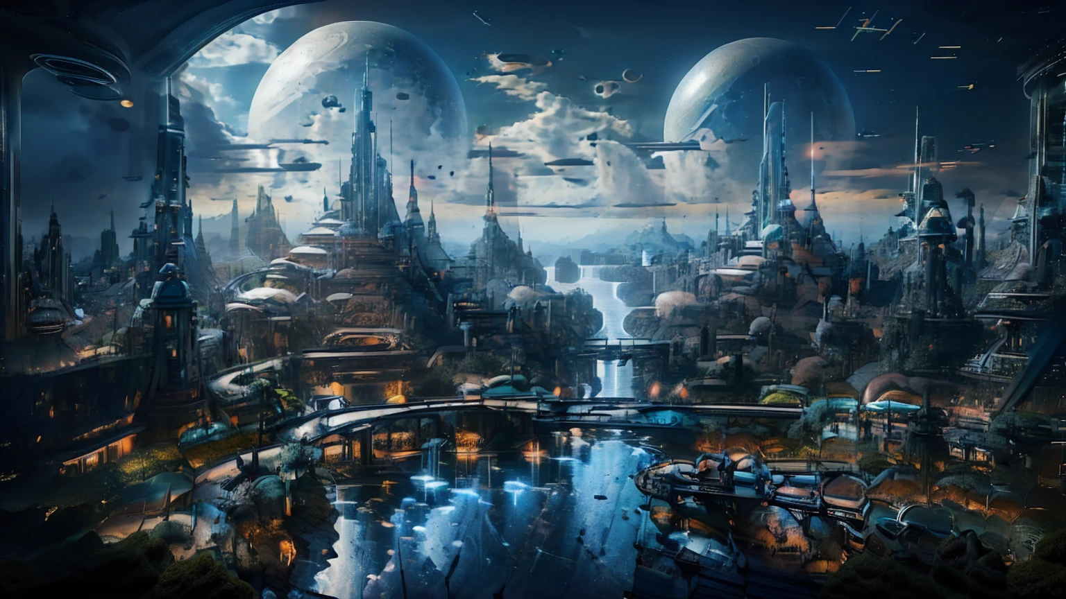 (Best quality,4K,8K,A high resolution,Masterpiece:1.2),Ultra-detailed,(Realistic,Photorealistic,photo-realistic:1.37),Futuristic floating city,Futuristic technology,Huge urban high-tech tablet platform,Airship,Floating in the sky,Futuristic city,Small airships around,High-tech hemispherical platform,Colorful lights,Advanced architecture,modernn architecture,skyscrapper,Access the cloud,Scenic beauty,view over city,Impressive design,Blend seamlessly with nature,energetic and vibrant atmosphere,Futuristic transportation system,Parking is suspended,Transparent path,Lush greenery,Sky gardens,cascading waterfalls,Magnificent skyline,reflections on the water,Sparkling river,Architectural innovation,futuristic skyscrapers,Transparent dome,The shape of the building is unusual,Elevated walkway,Impressive skyline,Glowing lights,Futuristic technology,Minimalist design,Scenic spots,Panoramic view,Cloud Piercing Tower,Vibrant colors,epic sunrise,epic sunset,Dazzling light display,magical ambiance,The future city,Urban Utopia,LuxuryLifestyle,Innovative energy,sustainable development,Smart city technology,Advanced infrastructure,Tranquil atmosphere,Nature and technology live in harmony,Awesome cityscape,Unprecedented urban planning,Architecture connects seamlessly with nature,High-tech metropolis,A cutting-edge engineering marvel,The future of urban living,Visionary architectural concept,Energy-efficient buildings,Harmony with the environment,A city floating above the clouds,Utopian dreams become reality,The possibilities are endless,State-of-the-art transportation network,Green energy integration,Innovative materials,Impressive holographic display,Advanced communication system,Breathtaking aerial view,Quiet and peaceful environment,Modernist aesthetics,Ethereal beauty